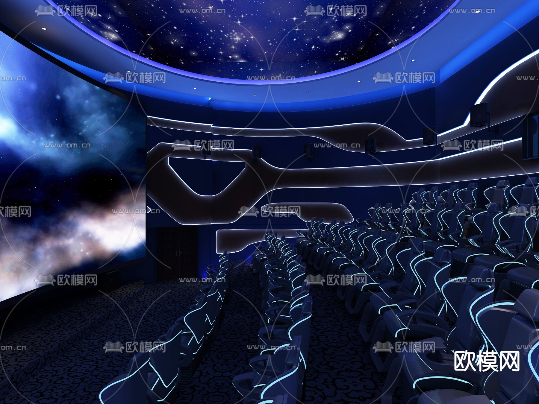 现代科幻沉浸式电影院3d模型下载