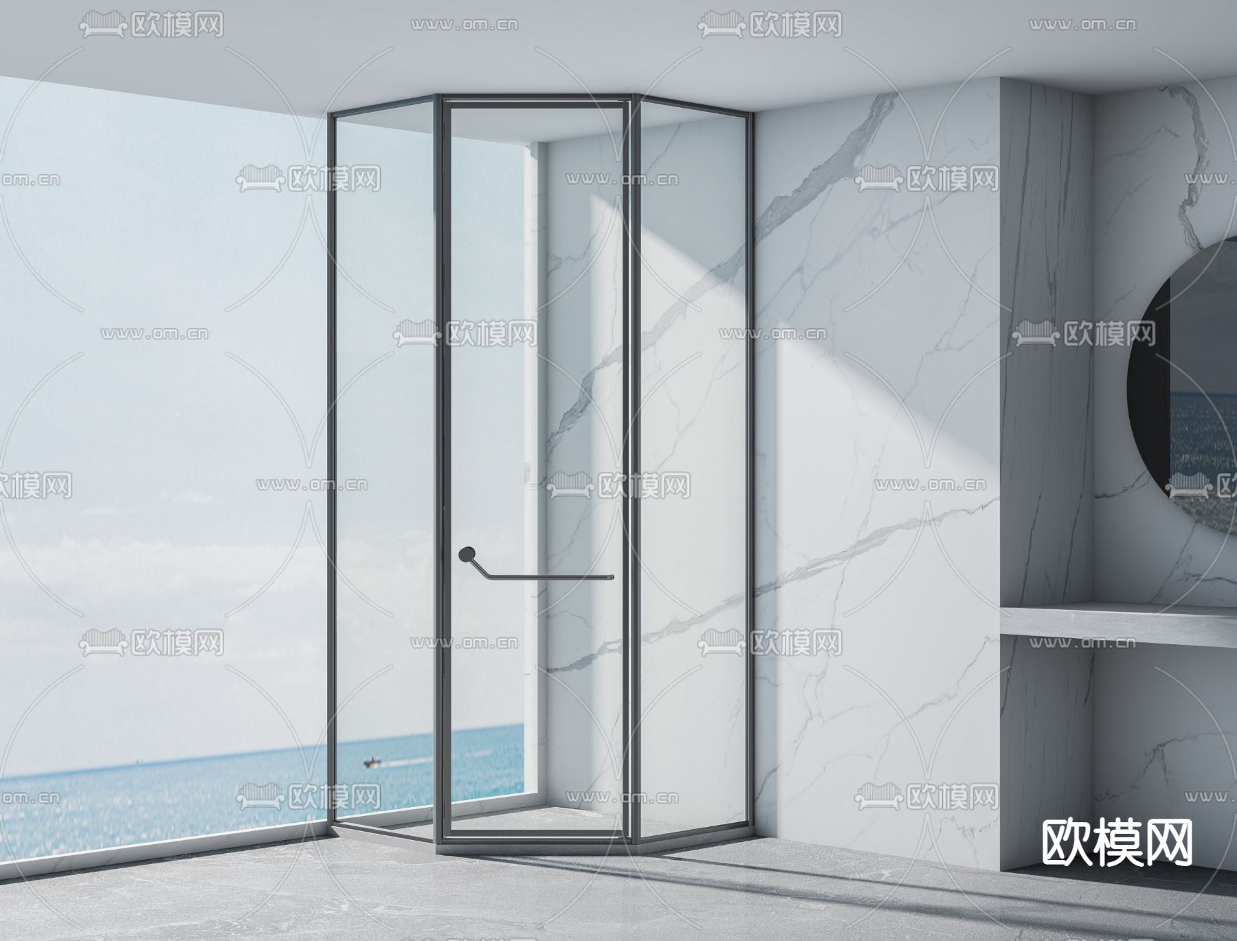 现代淋浴间3d模型下载（渲染图1）