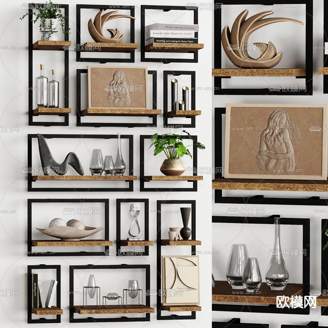 现代吊柜装饰品3d模型下载（渲染图1）