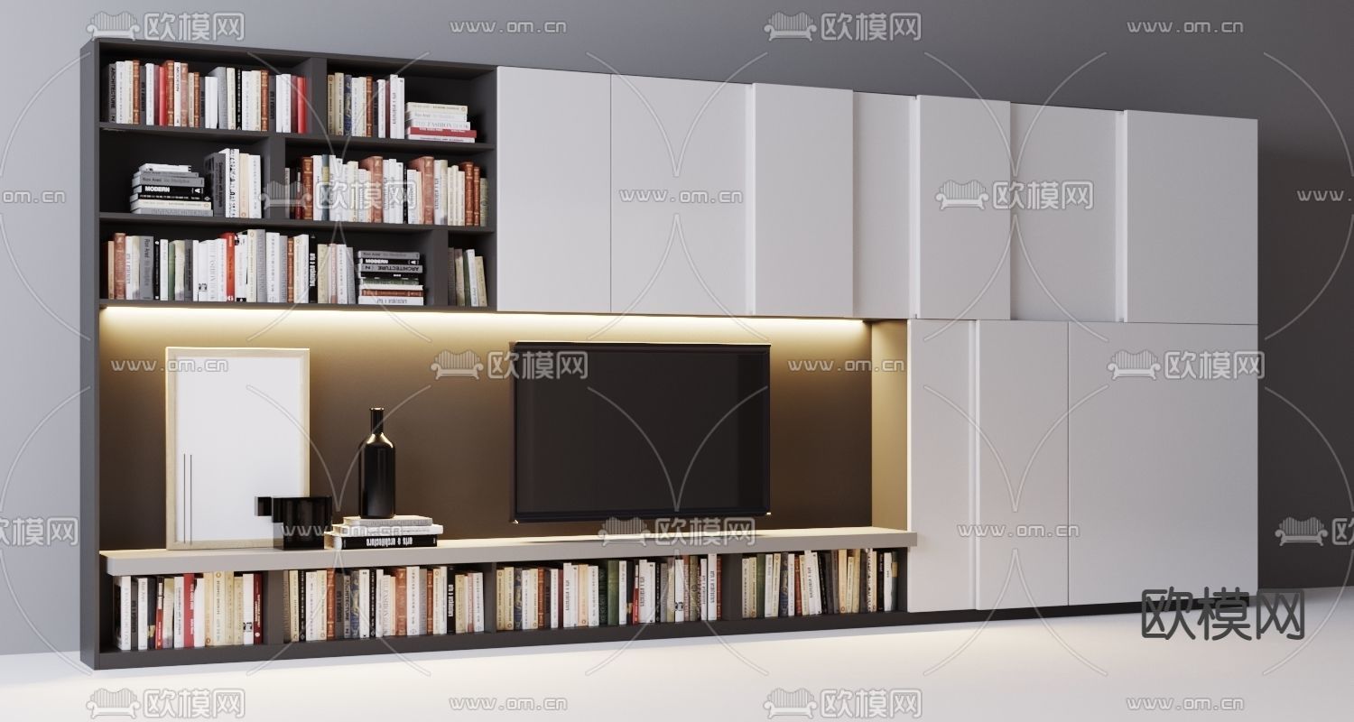 Poliform 现代电视背景墙3d模型下载（渲染图2）