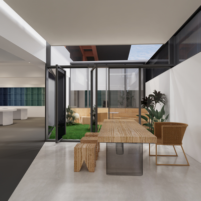  现代茶室接待区su模型 