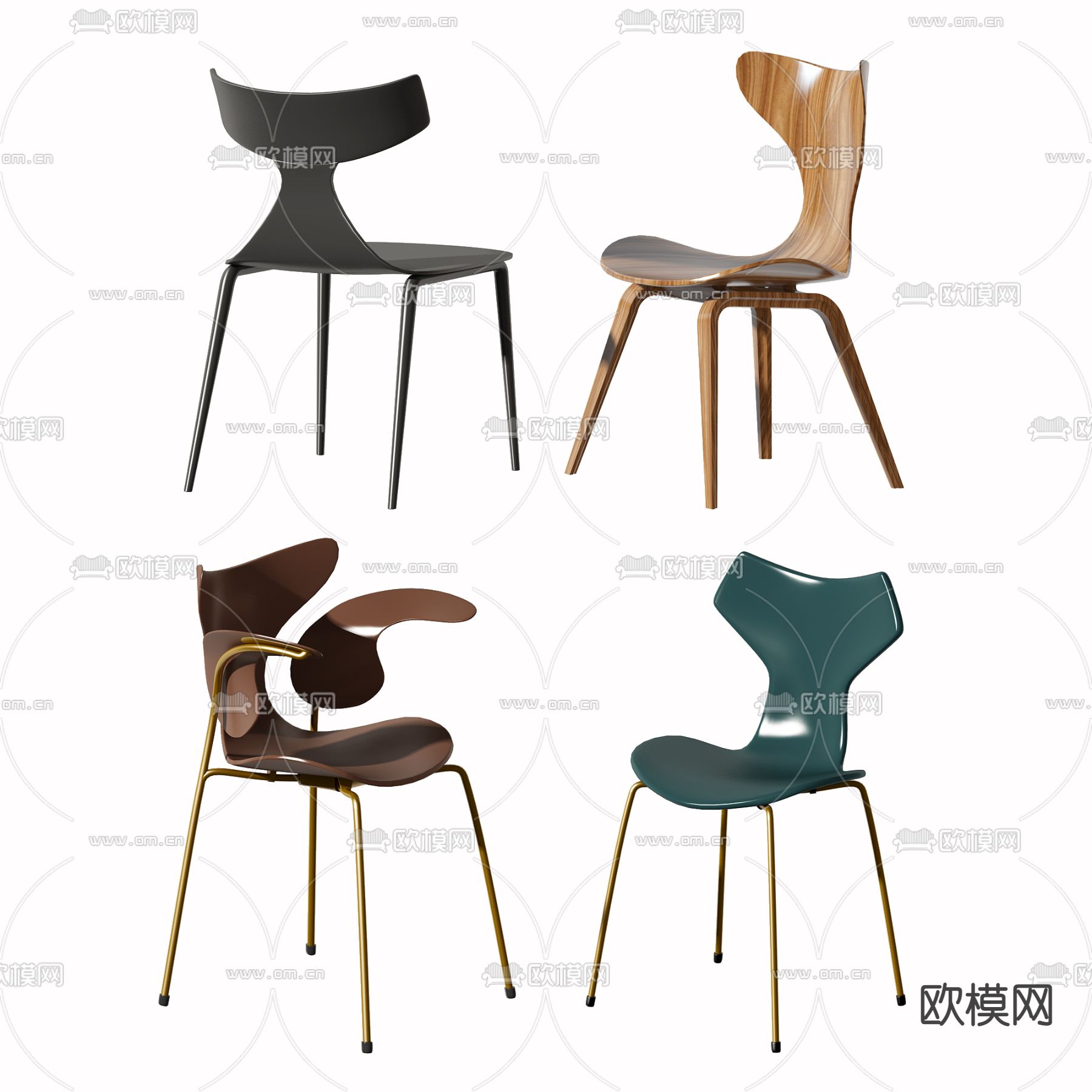 现代极简单椅3d模型下载