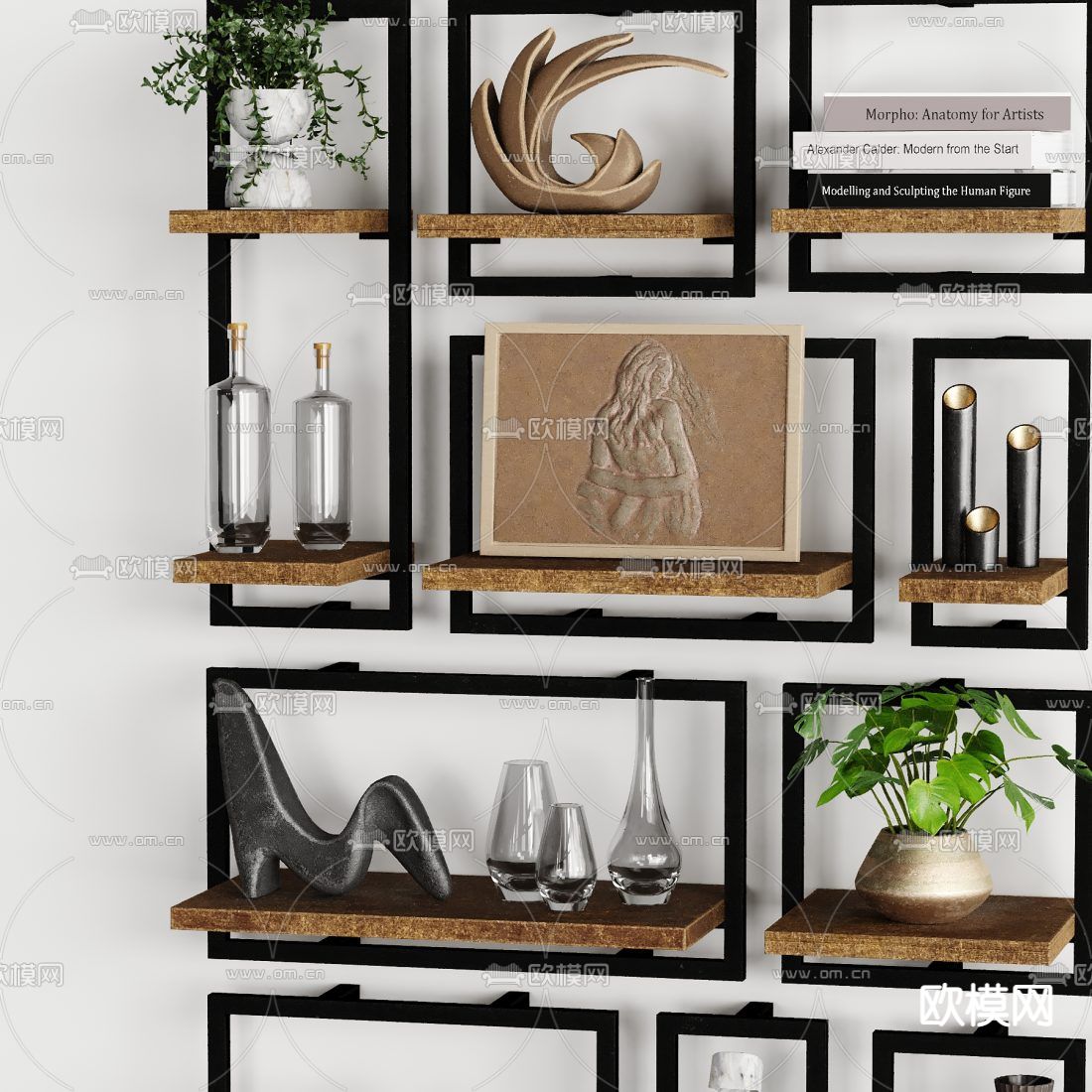 现代吊柜装饰品3d模型下载（渲染图2）