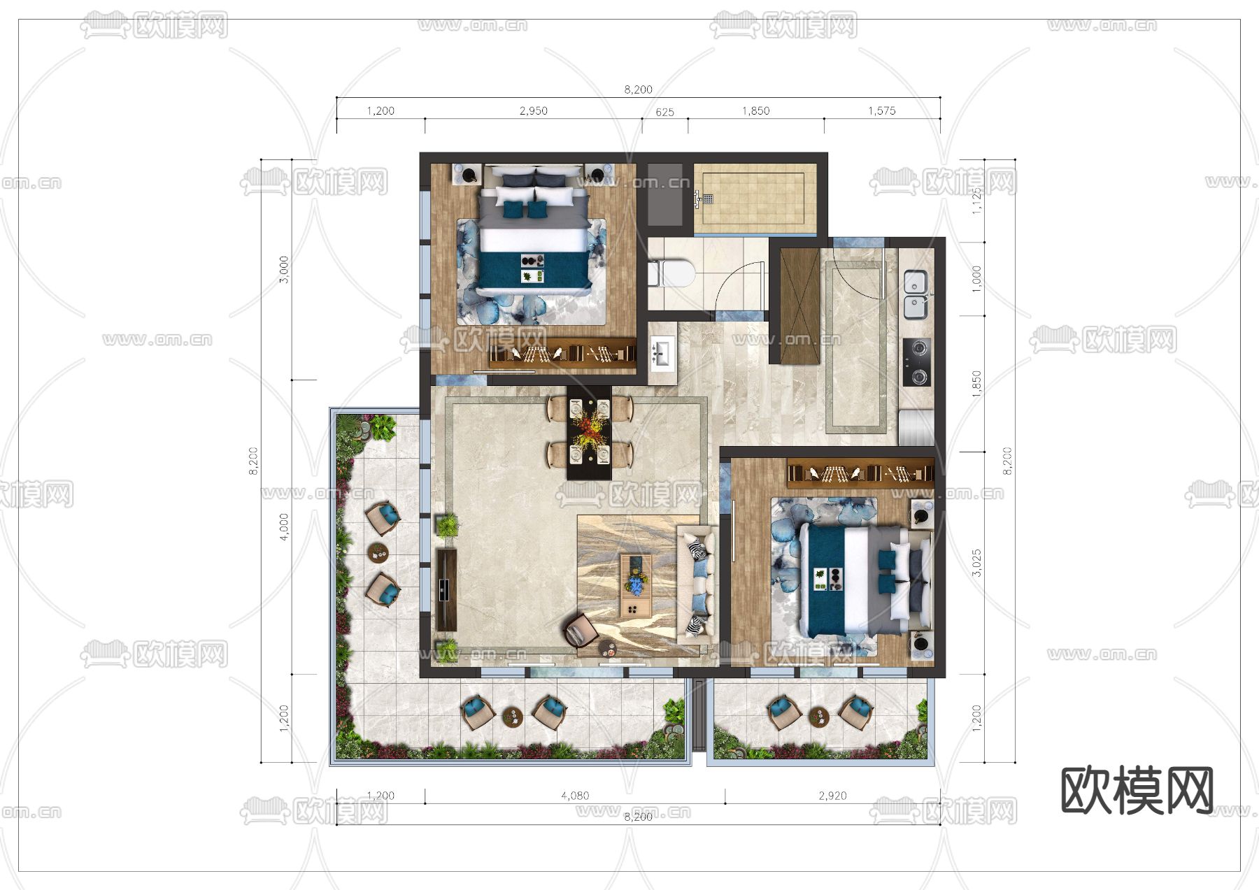 现代平面户型图psd下载