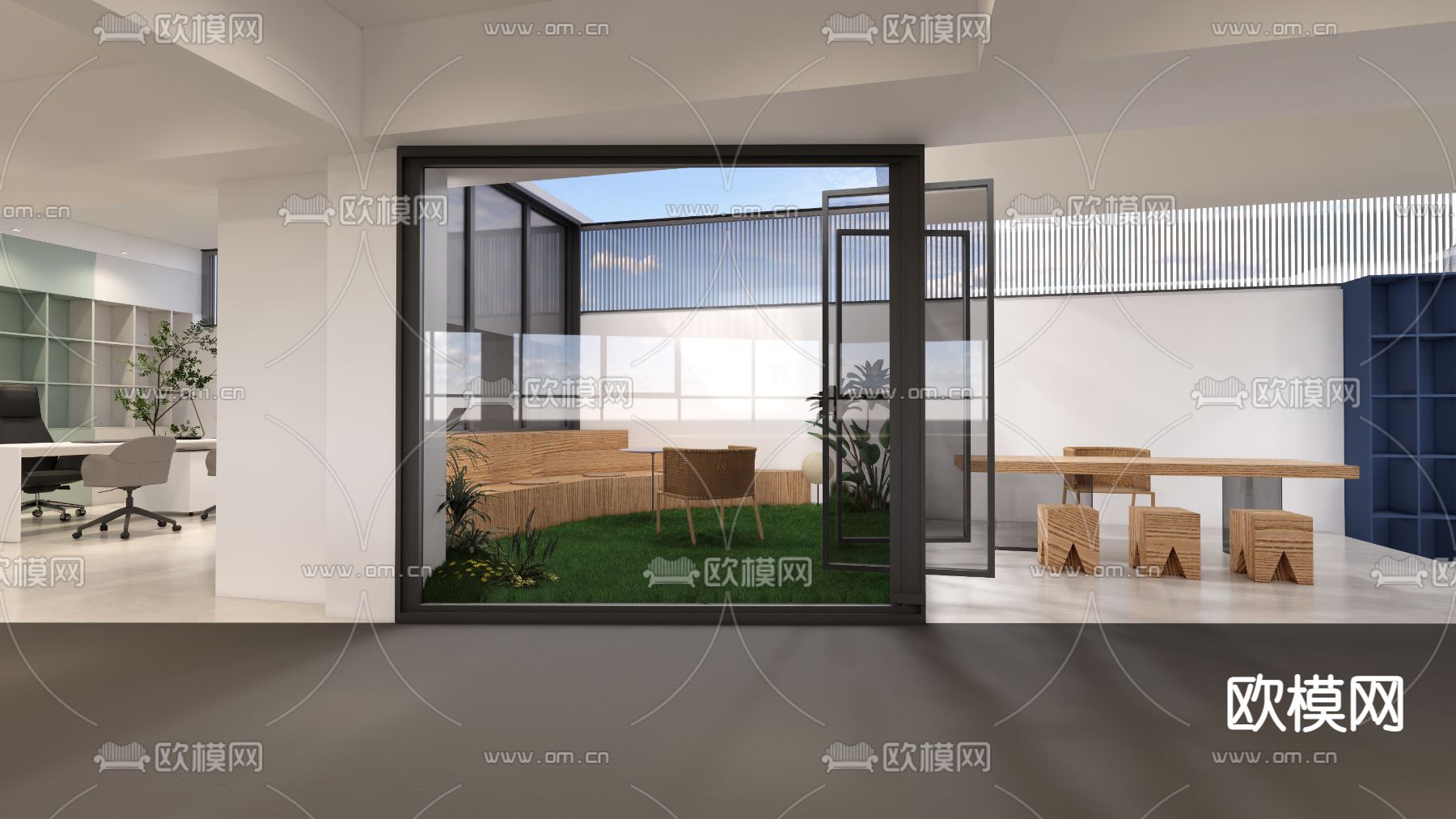 现代茶室接待区su模型