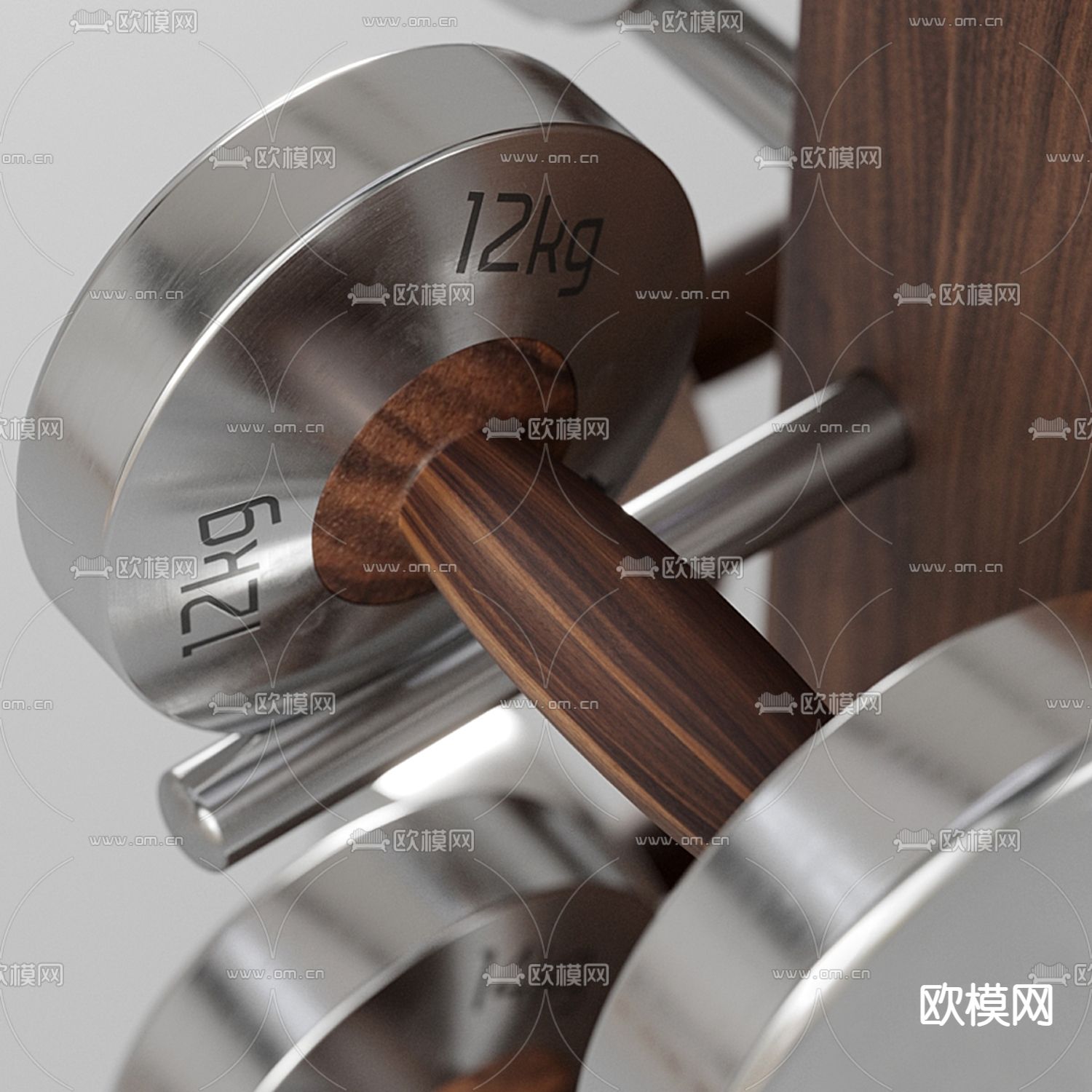 现代健身房器材哑铃组合模型下载（渲染图2）