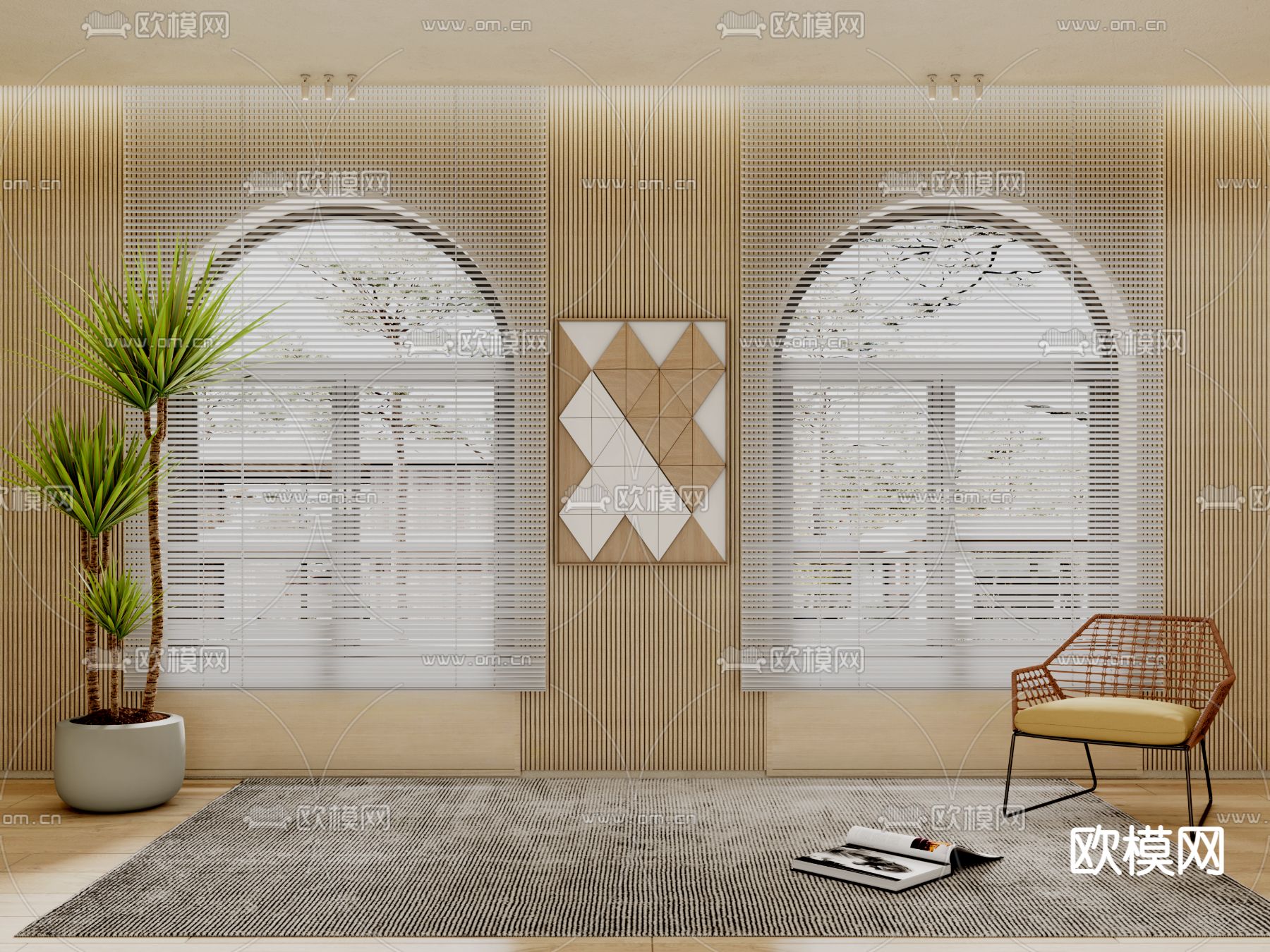 现代百叶帘拉帘3d模型下载_ID12071432_3dmax免费模型-欧模网