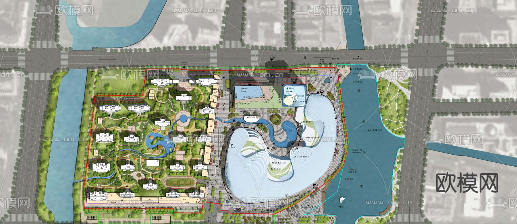 现代园林平面景观图psd下载_ID12071808_3dmax免费模型-欧模网