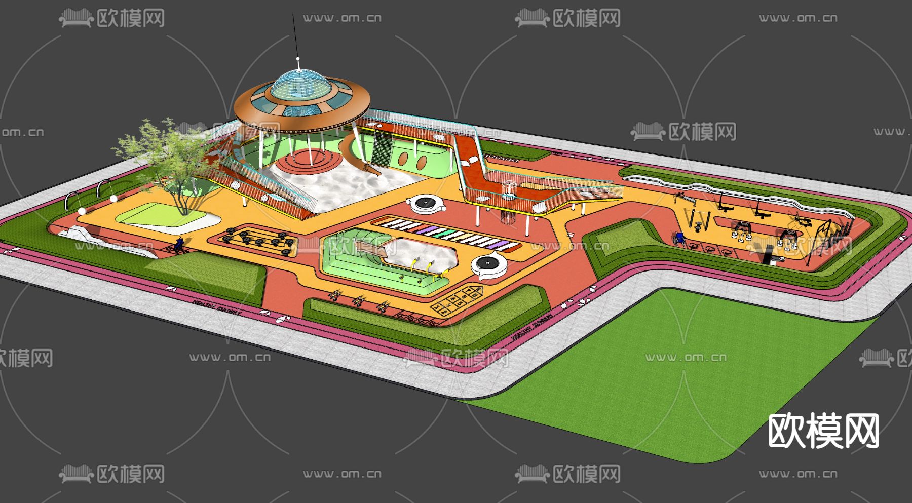 现代外星飞船儿童活动区su模型
