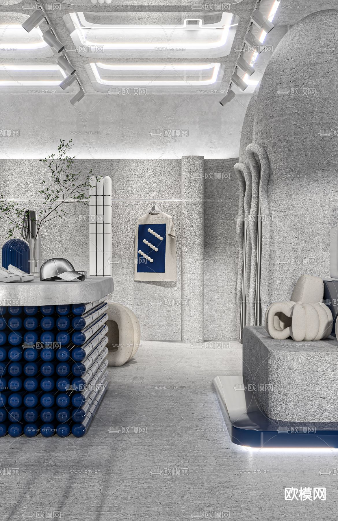 现代工业风潮男服装店3d模型下载（渲染图6）