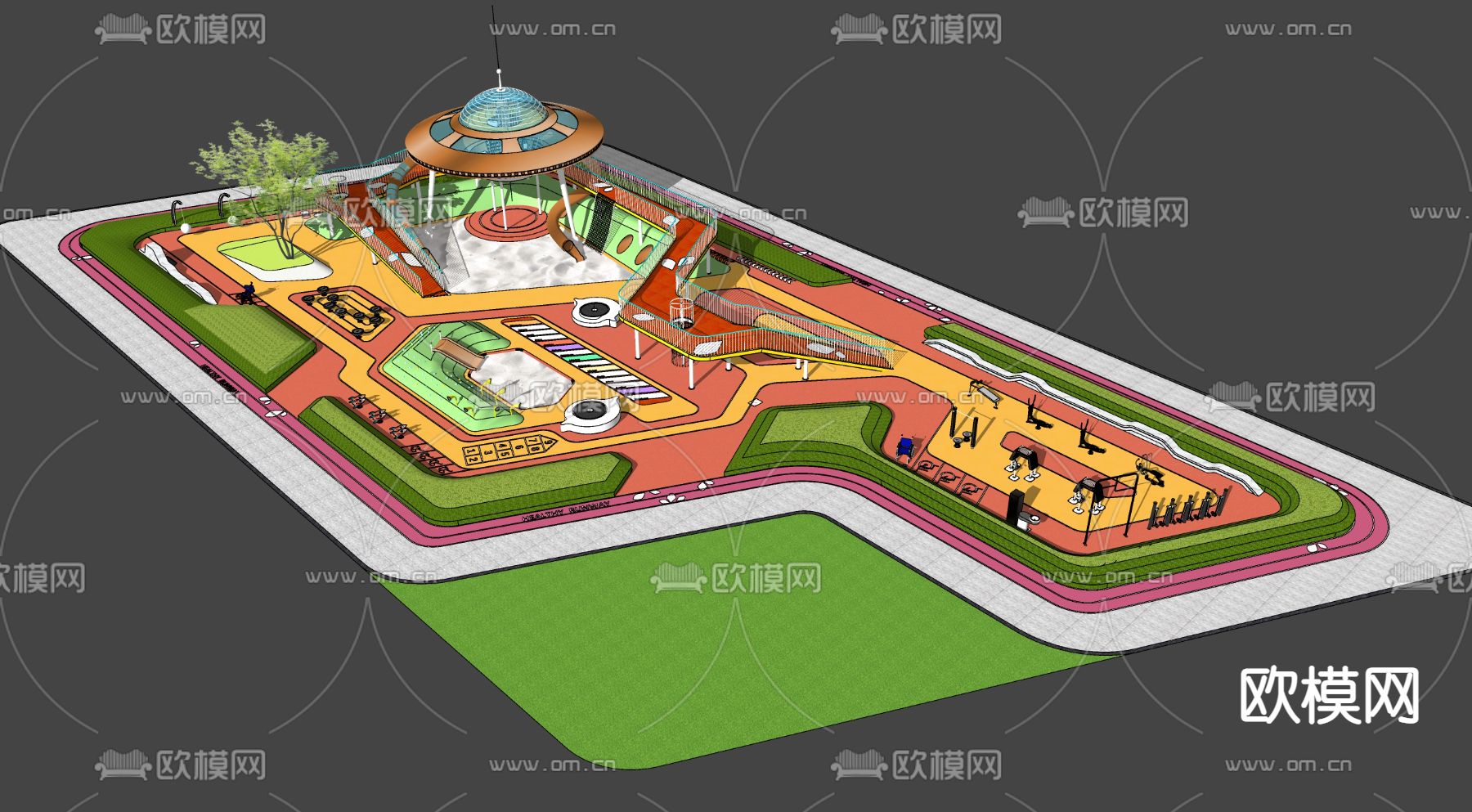 现代外星飞船儿童活动区su模型