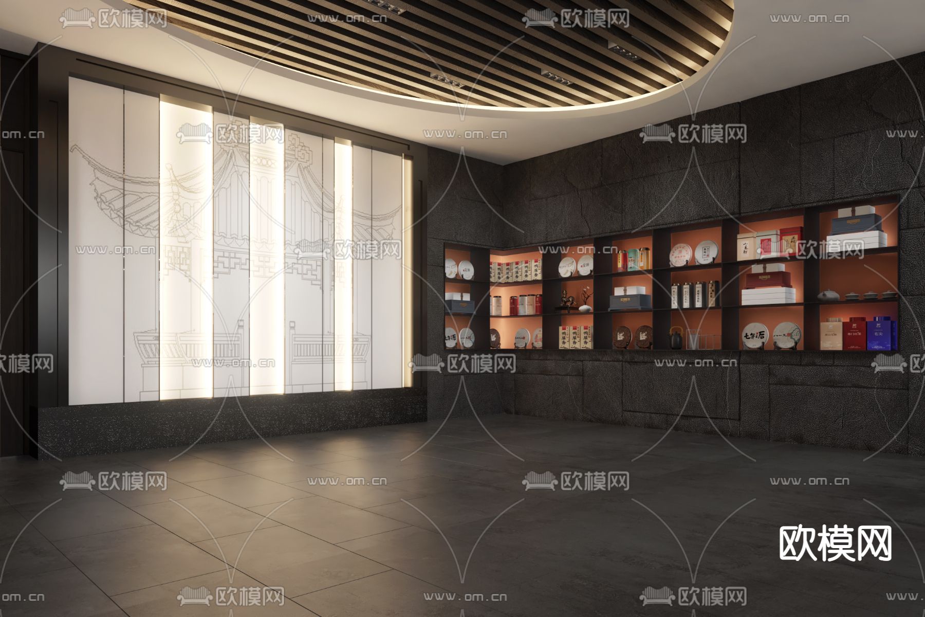 新中式产业产品展厅3d模型下载（渲染图3）