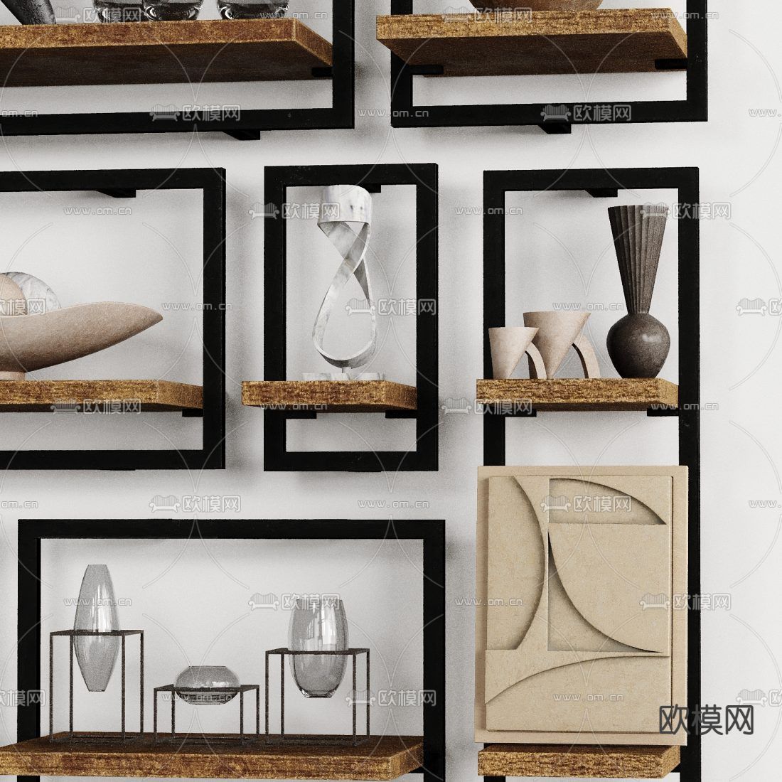 现代吊柜装饰品3d模型下载（渲染图3）