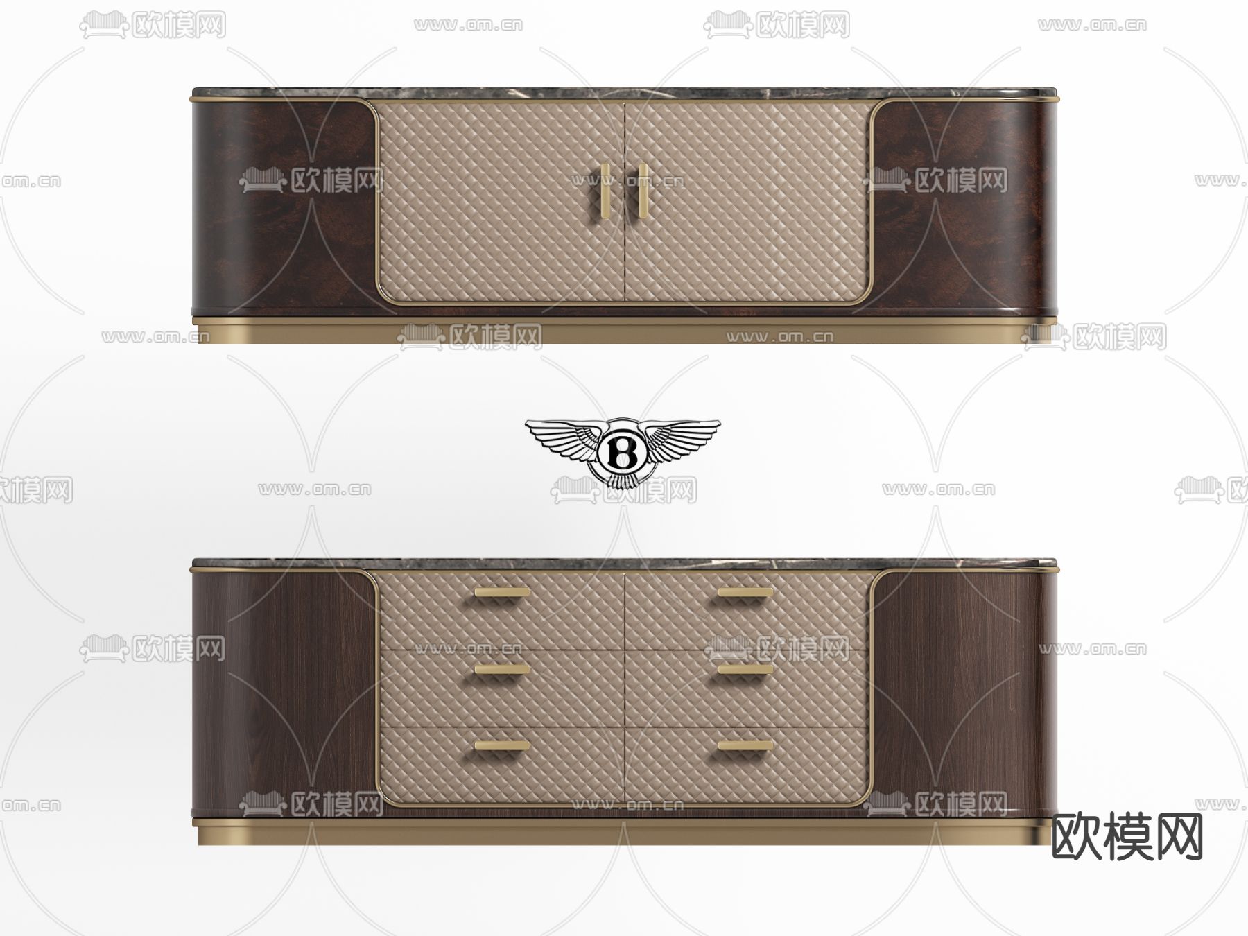 BENTLEY 现代轻奢电视柜3d模型下载（渲染图1）