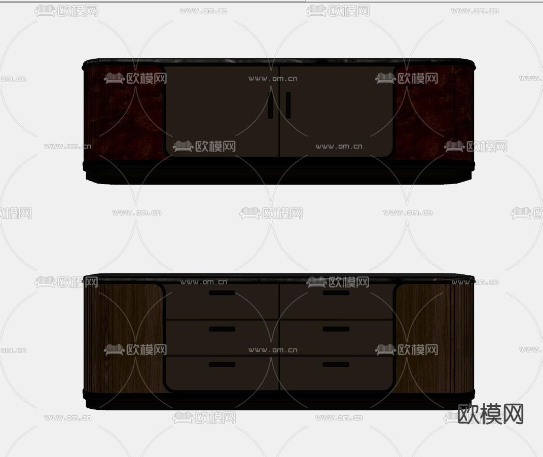 Bentley现代轻奢电视柜su模型下载（渲染图2）