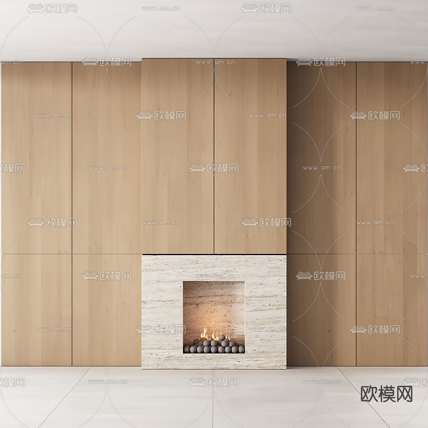 现代嵌入式壁炉3d模型