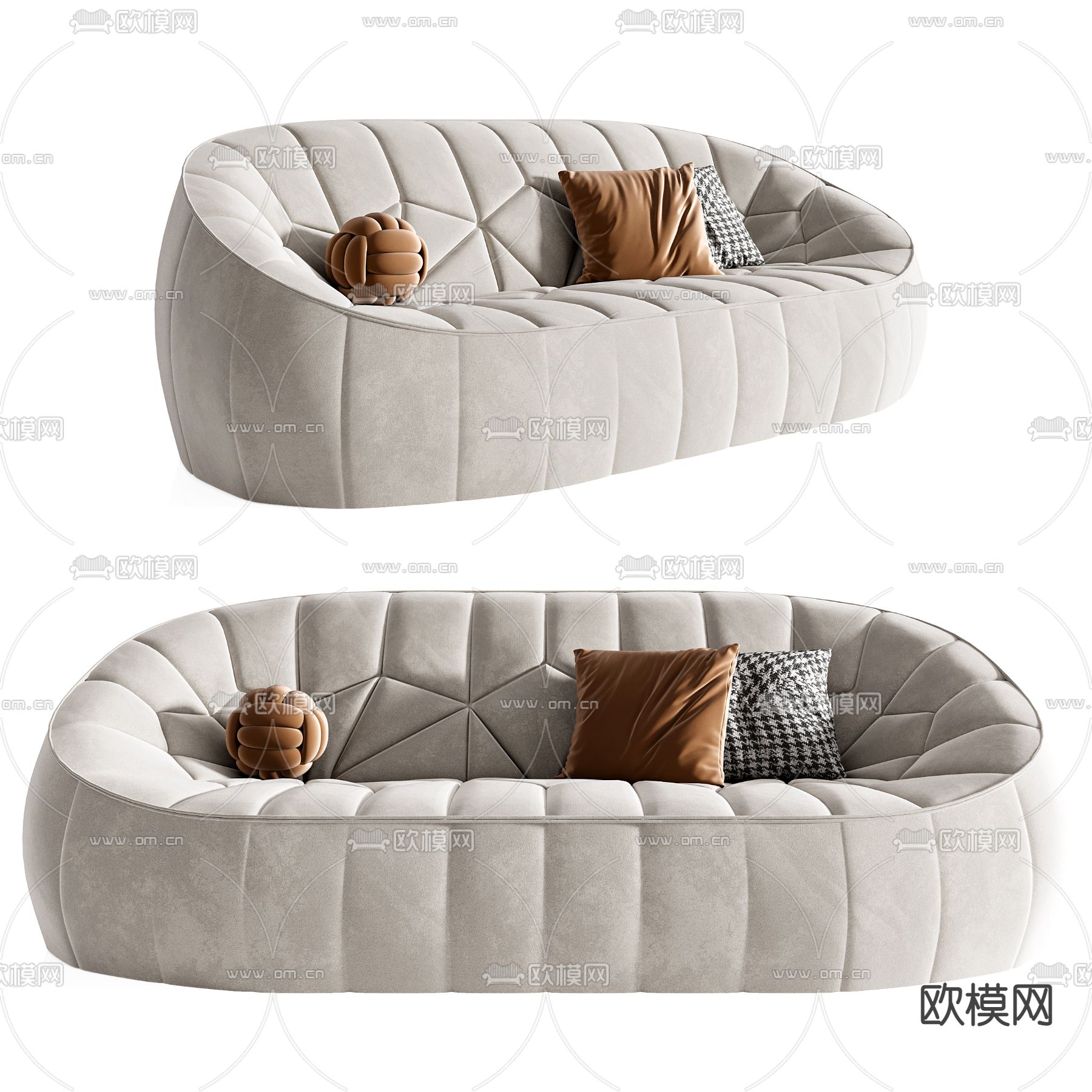 现代休闲双人沙发3d模型下载