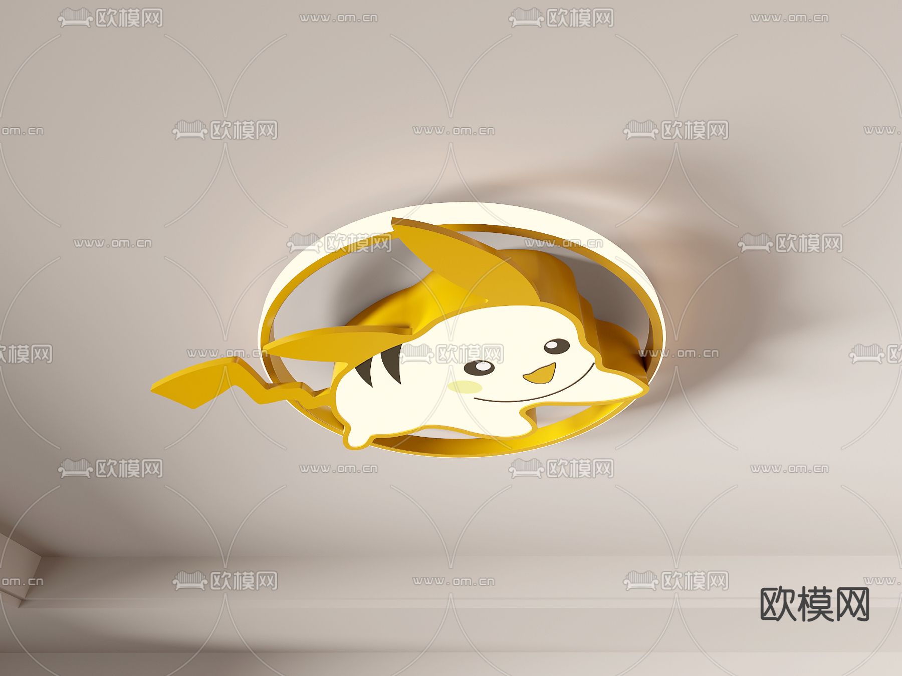 现代卡通动物儿童吸顶灯3d模型