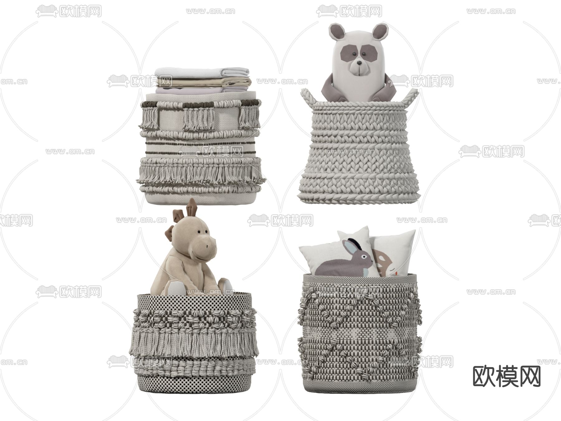 现代儿童玩具公仔收纳篮3d模型下载