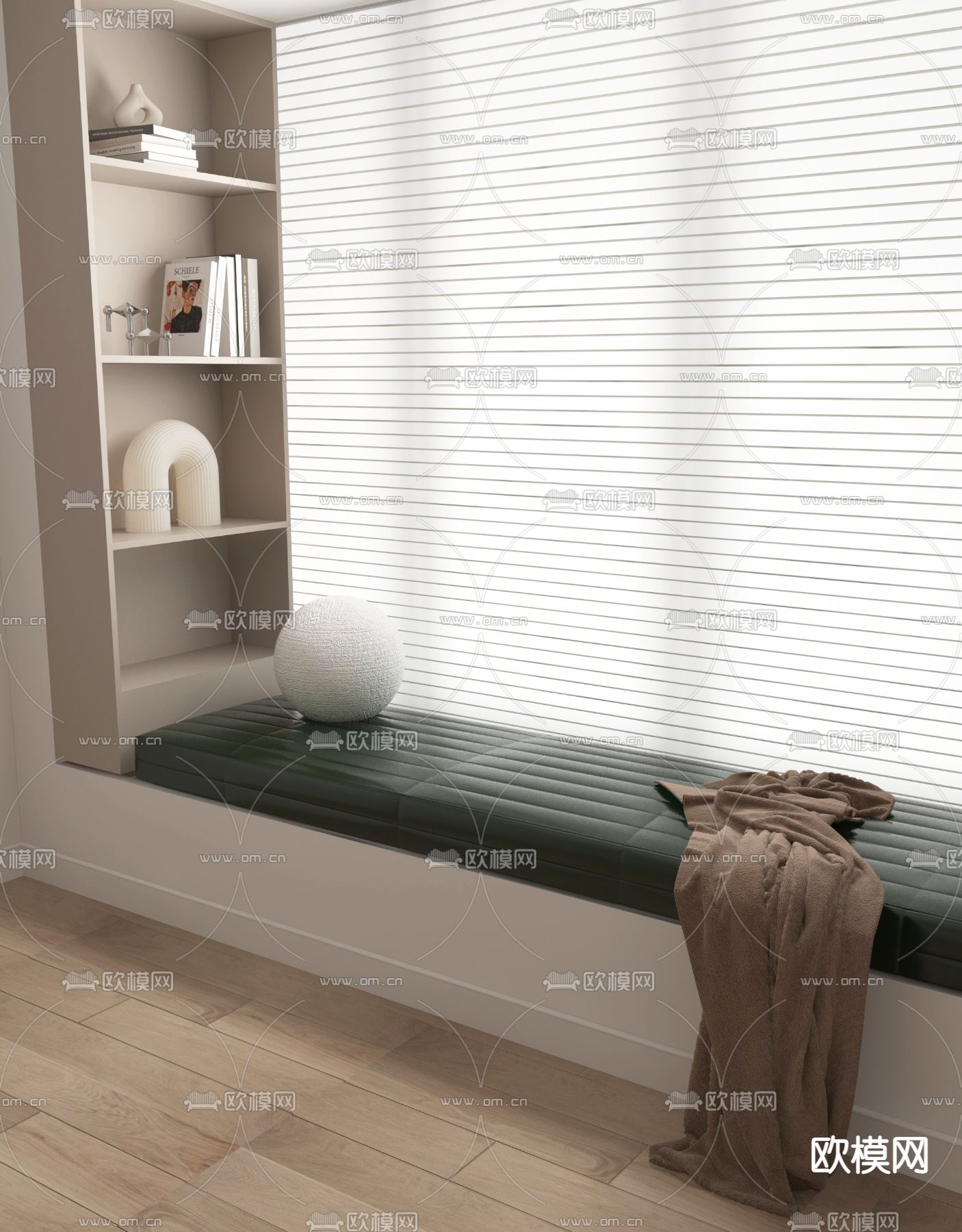 现代飘窗垫飘窗柜3d模型下载