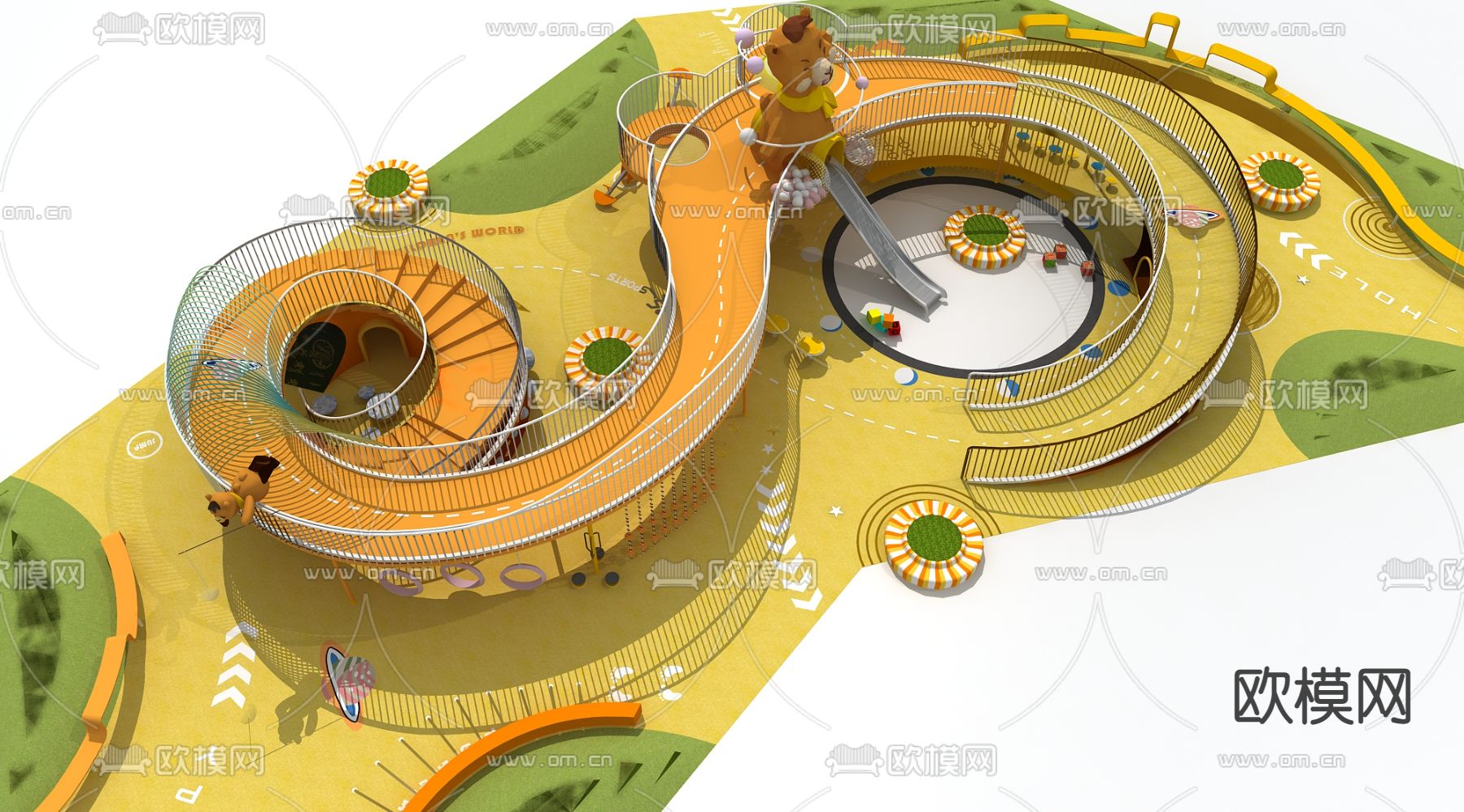 现代户外儿童乐园3d模型下载_ID12073042_3dmax免费模型-欧模网