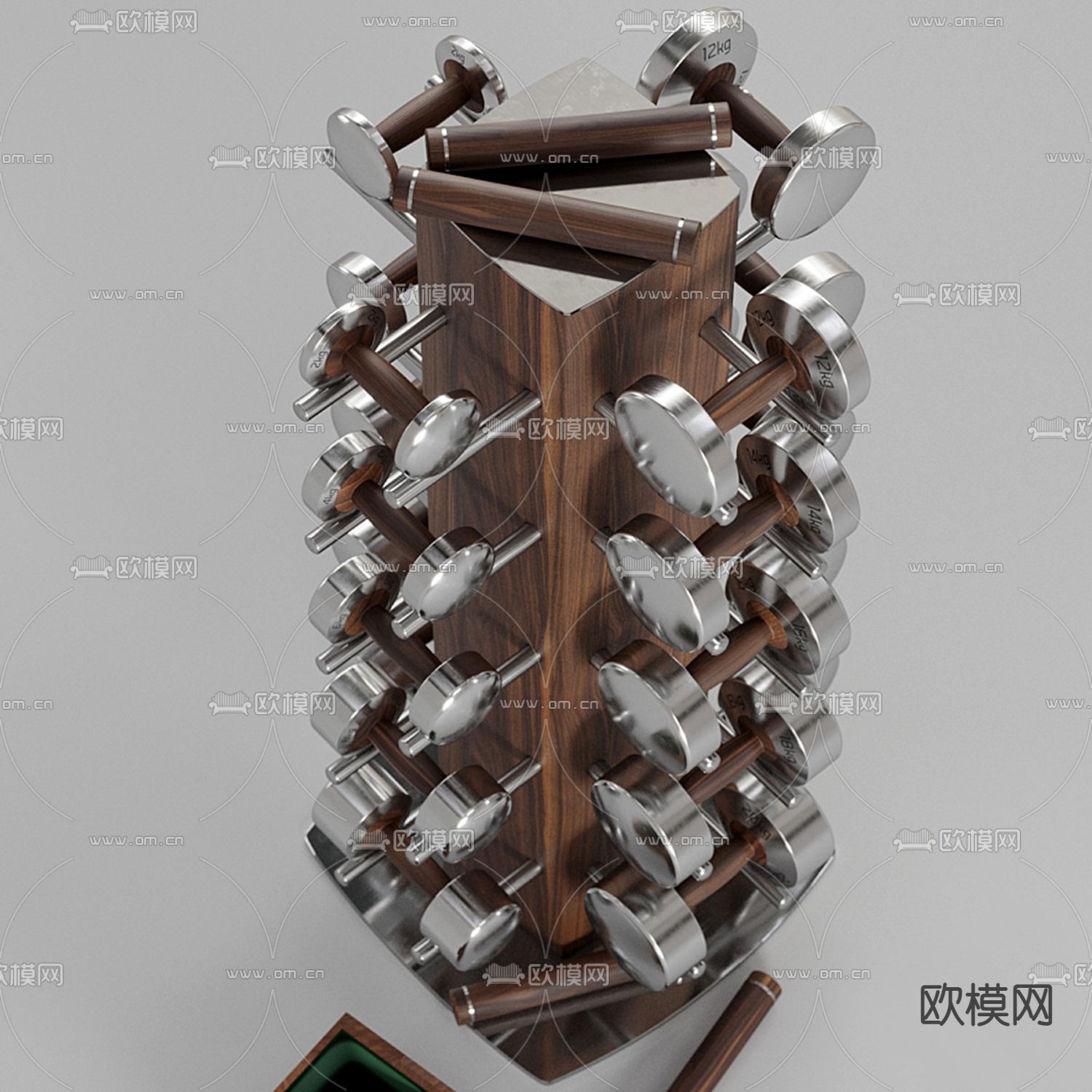 现代健身房器材哑铃组合模型下载（渲染图3）