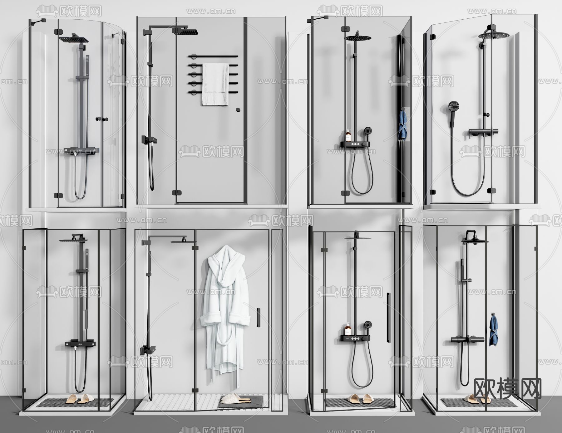 现代淋浴房淋浴隔断3d模型下载
