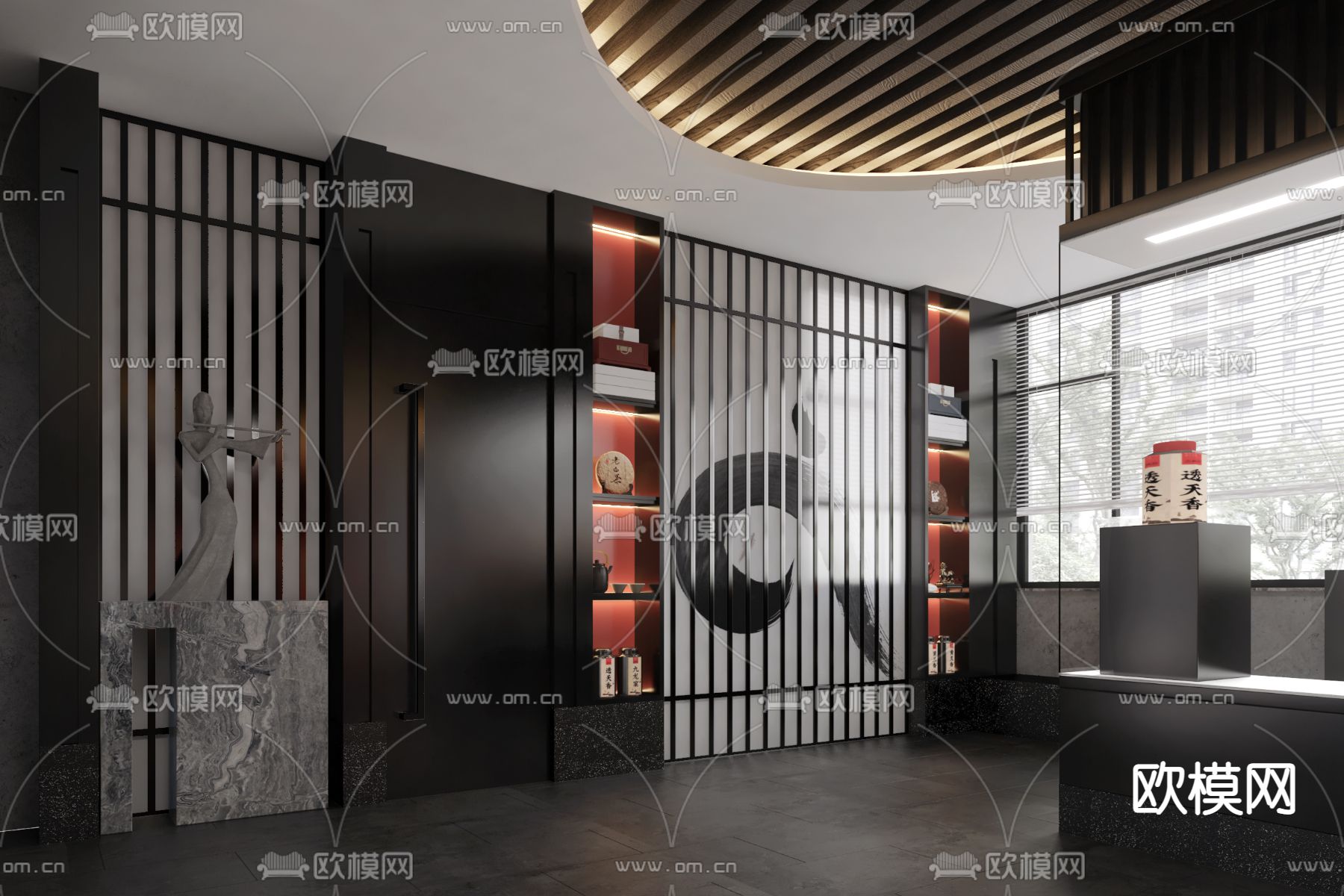 新中式产业产品展厅3d模型下载（渲染图2）