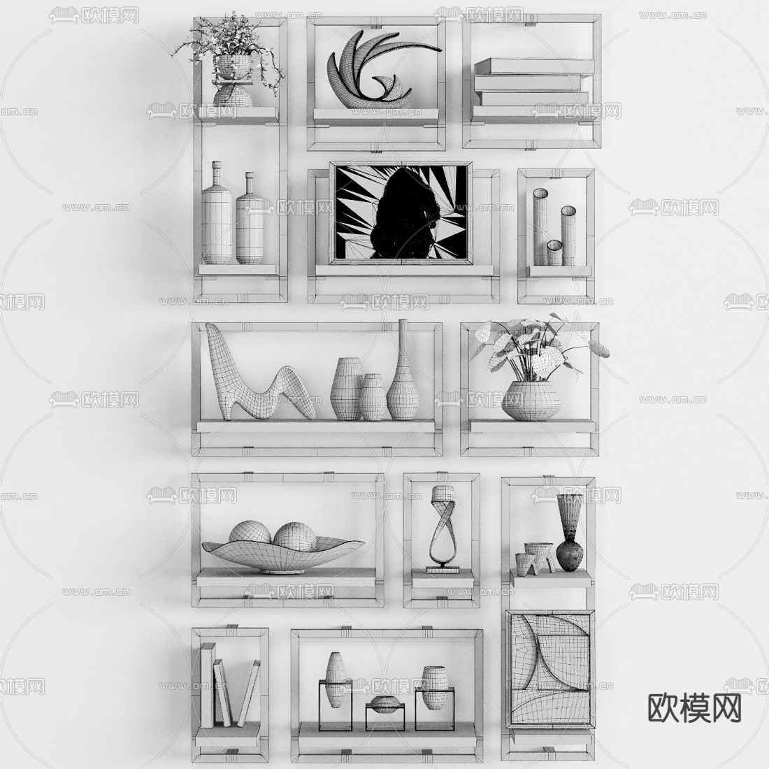 现代吊柜装饰品3d模型下载（渲染图4）