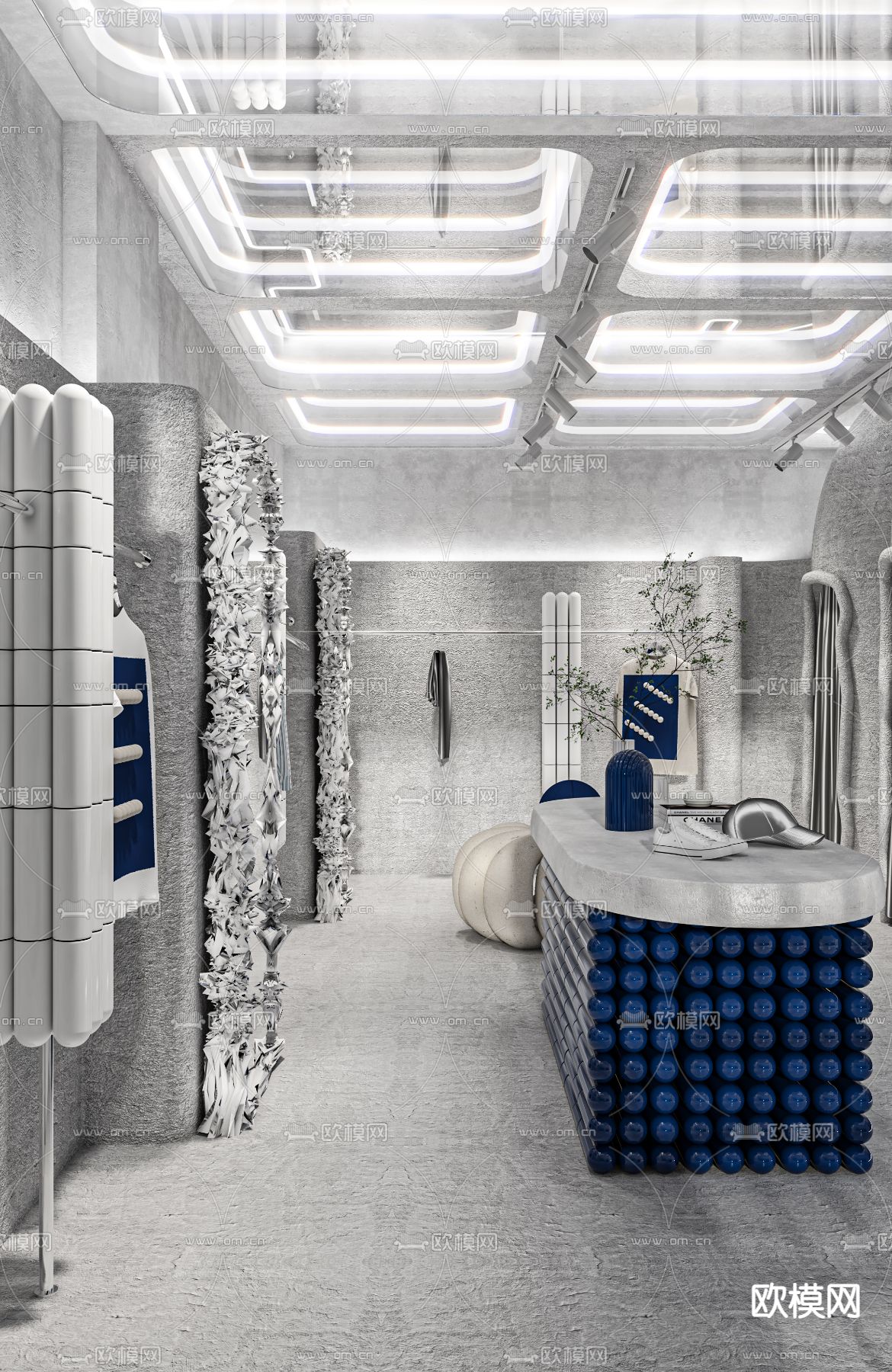 现代工业风潮男服装店3d模型下载（渲染图5）