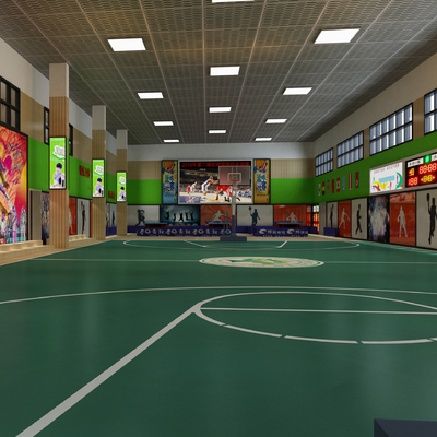  现代篮球场su模型 