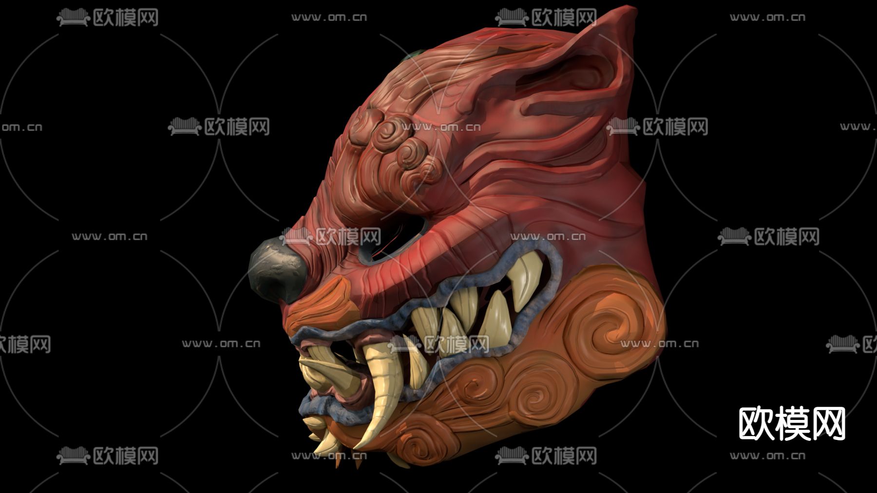 日式面具免费3d模型下载（渲染图2）