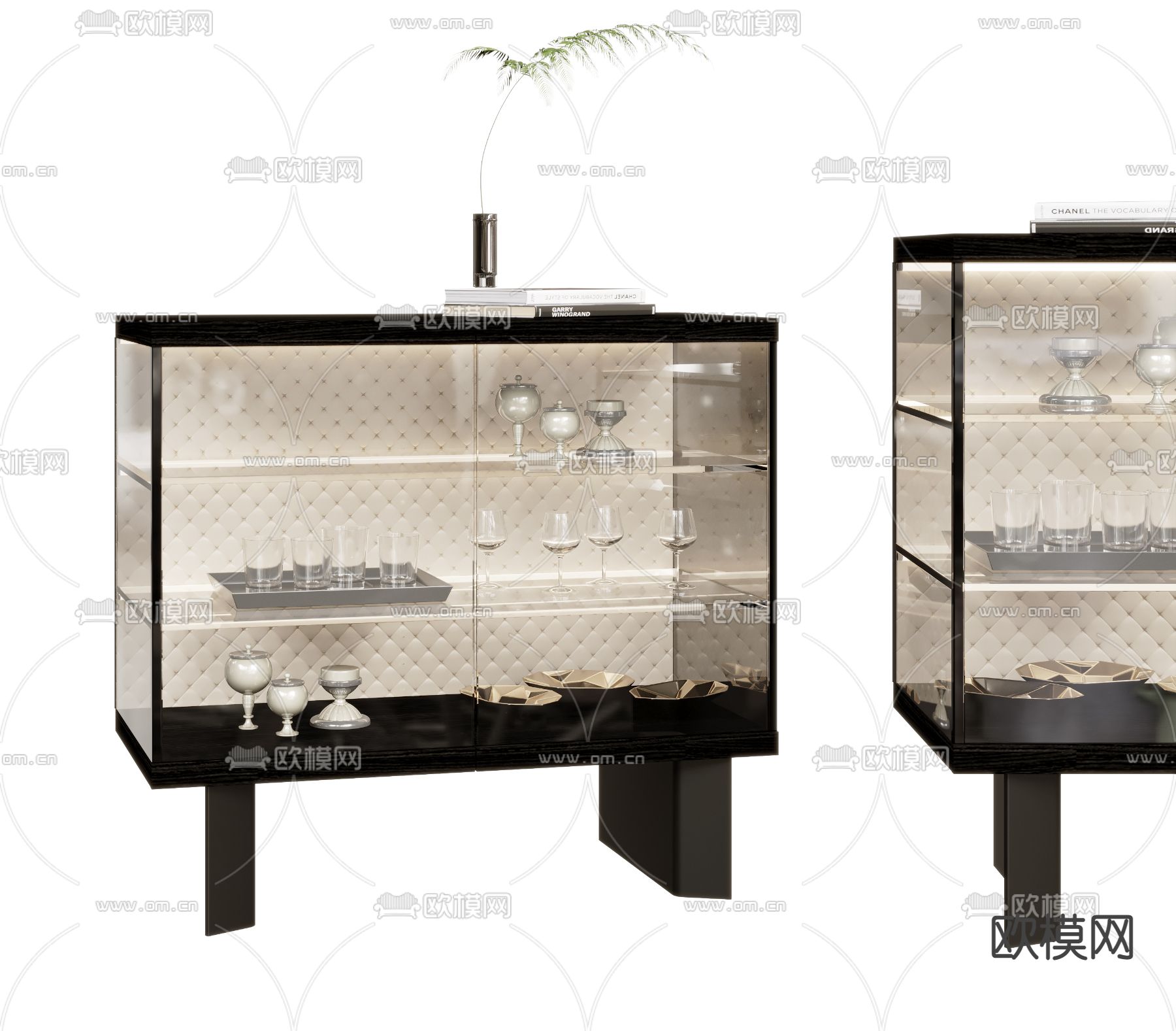 现代玻璃餐边柜3d模型