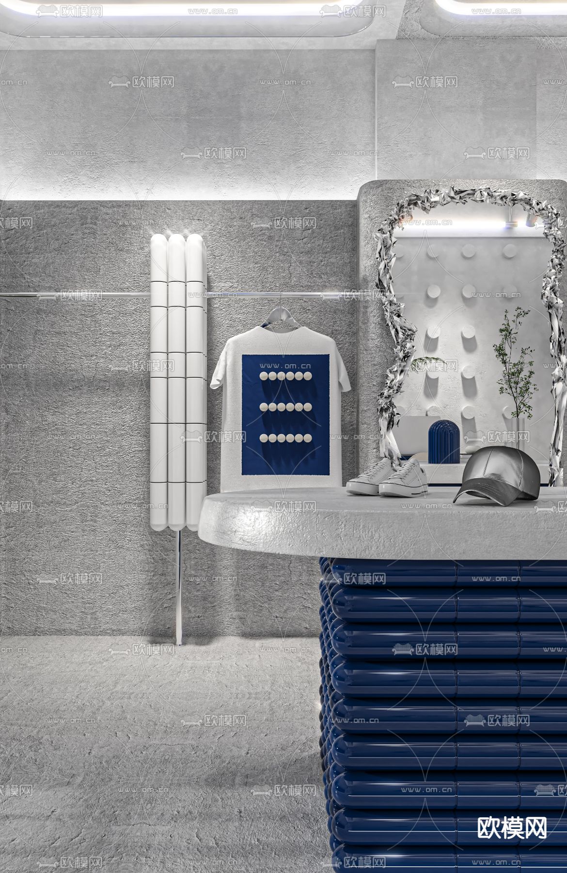现代工业风潮男服装店3d模型下载（渲染图7）