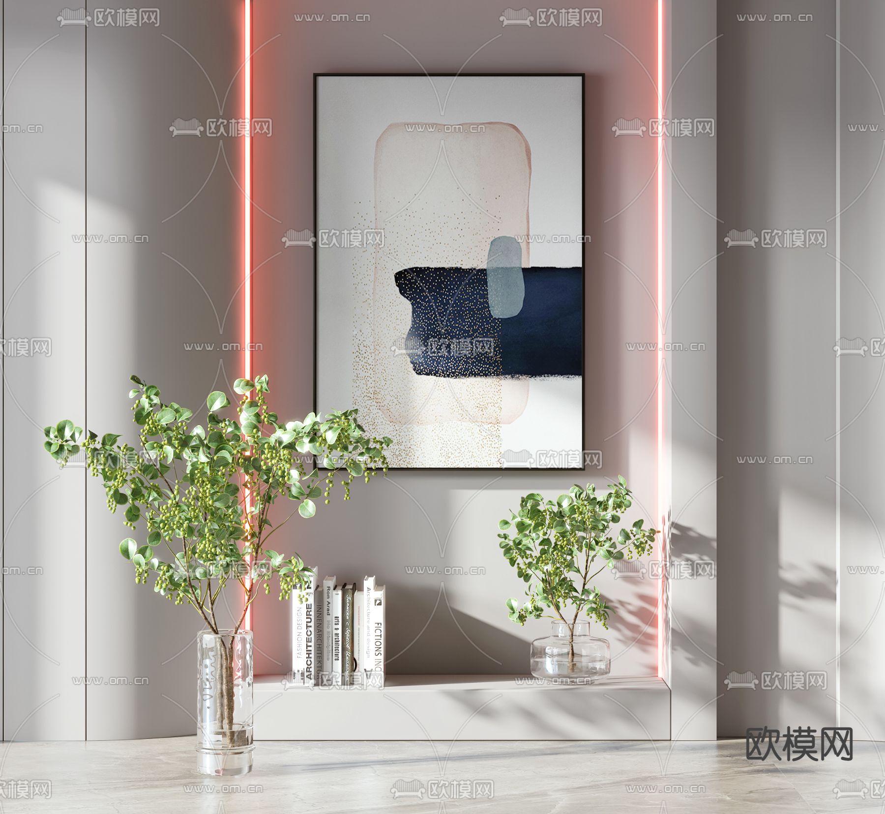 现代水培绿植花瓶花艺3d模型下载