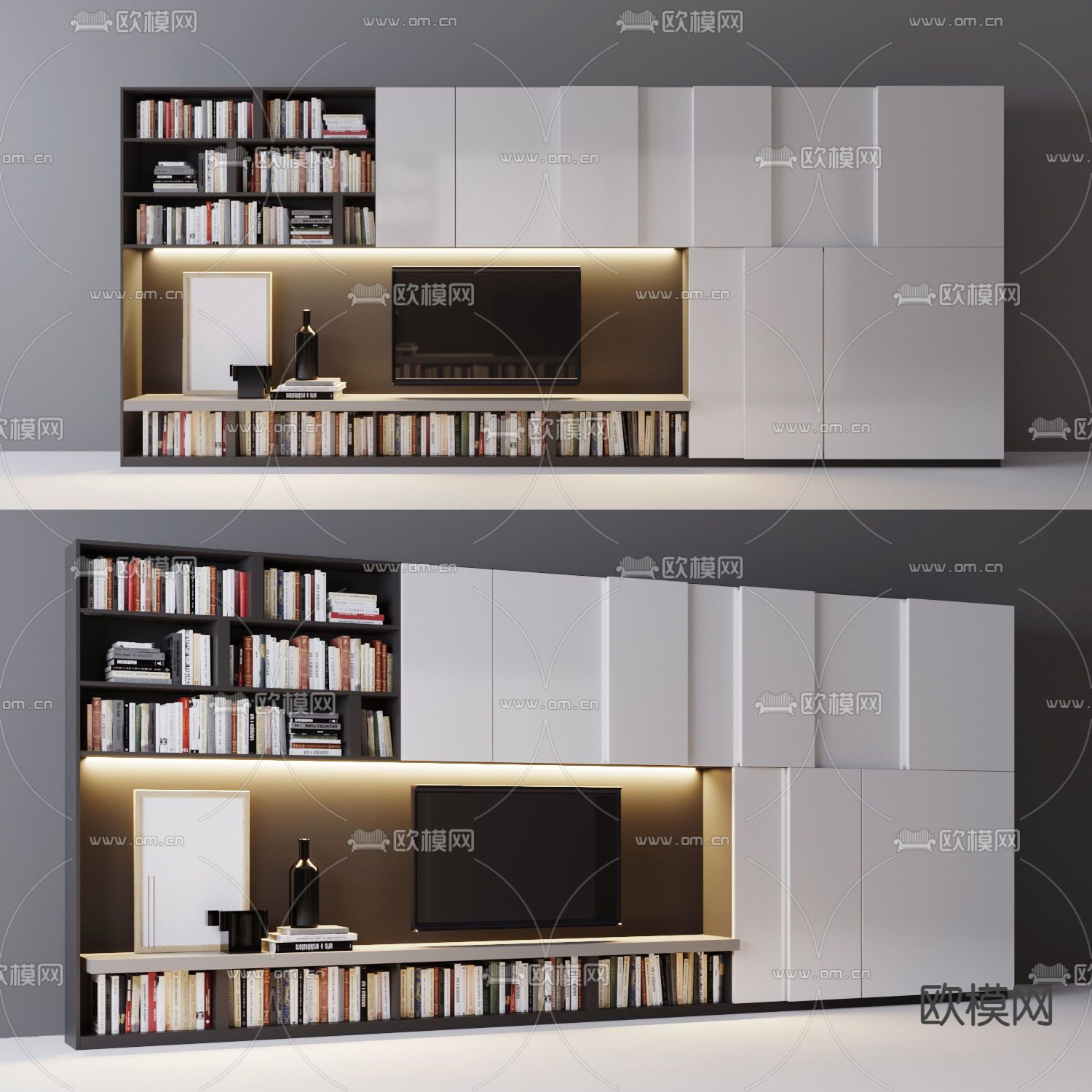 Poliform 现代电视背景墙3d模型下载（渲染图1）