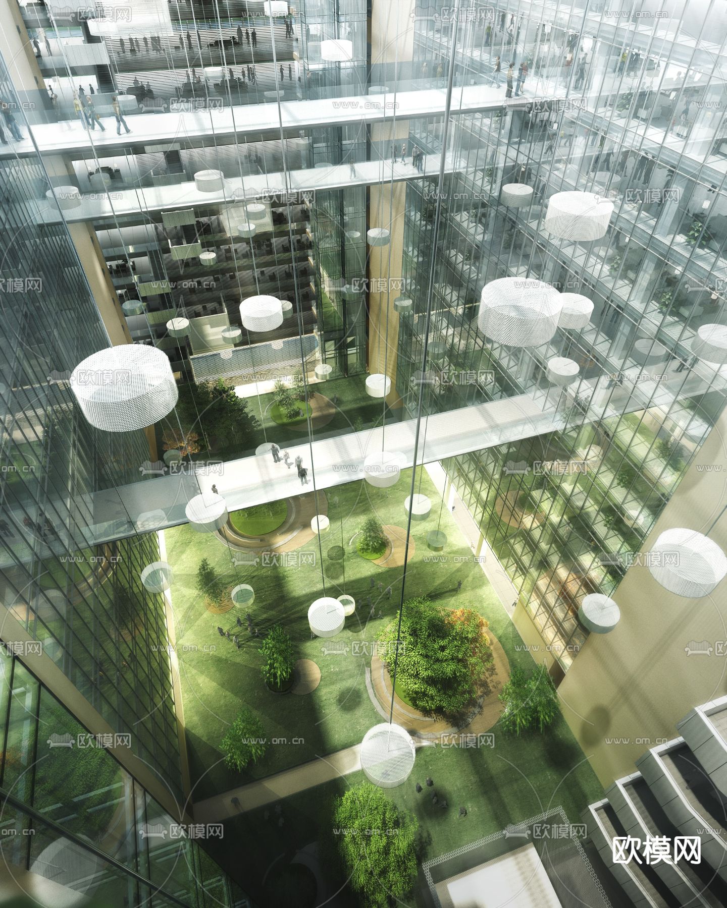 现代商业景观鸟瞰3d模型下载