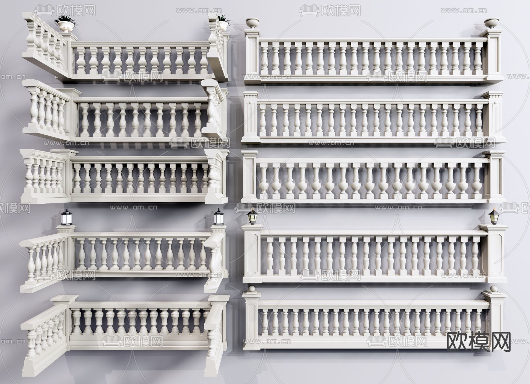 欧式栏杆阳台护栏3d模型下载