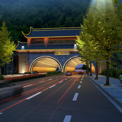 古建民俗隧道景观psd