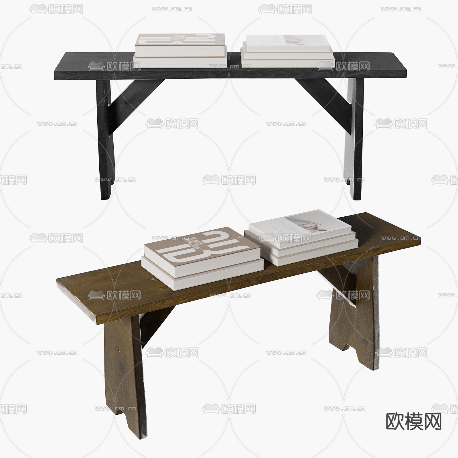 侘寂风木质书桌免费3d模型下载