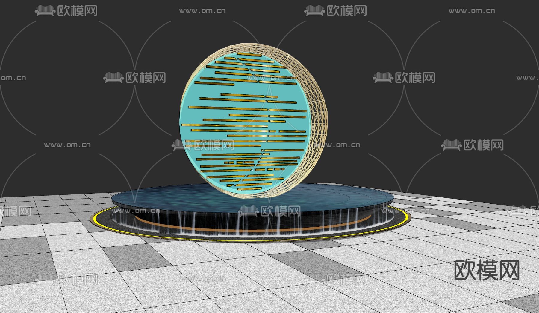 现代圆环条纹雕塑su模型下载_ID12073012_sketchup模型下载-欧模网