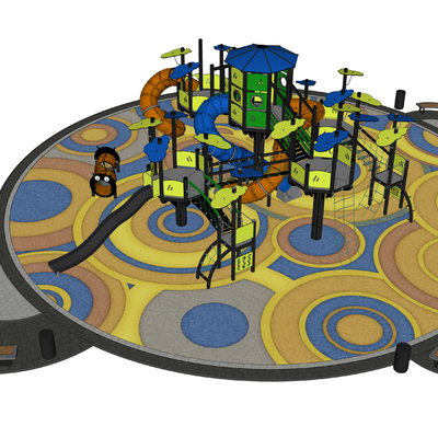  现代儿童游乐园su模型 