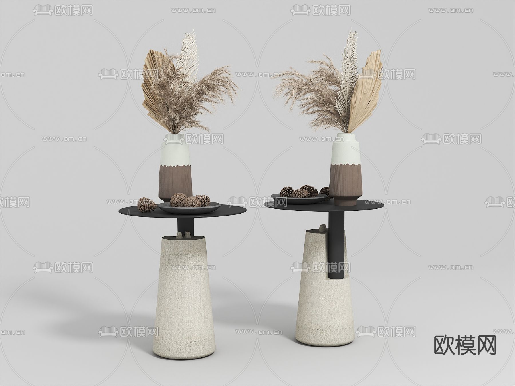 现代禅意圆几边几3d模型下载