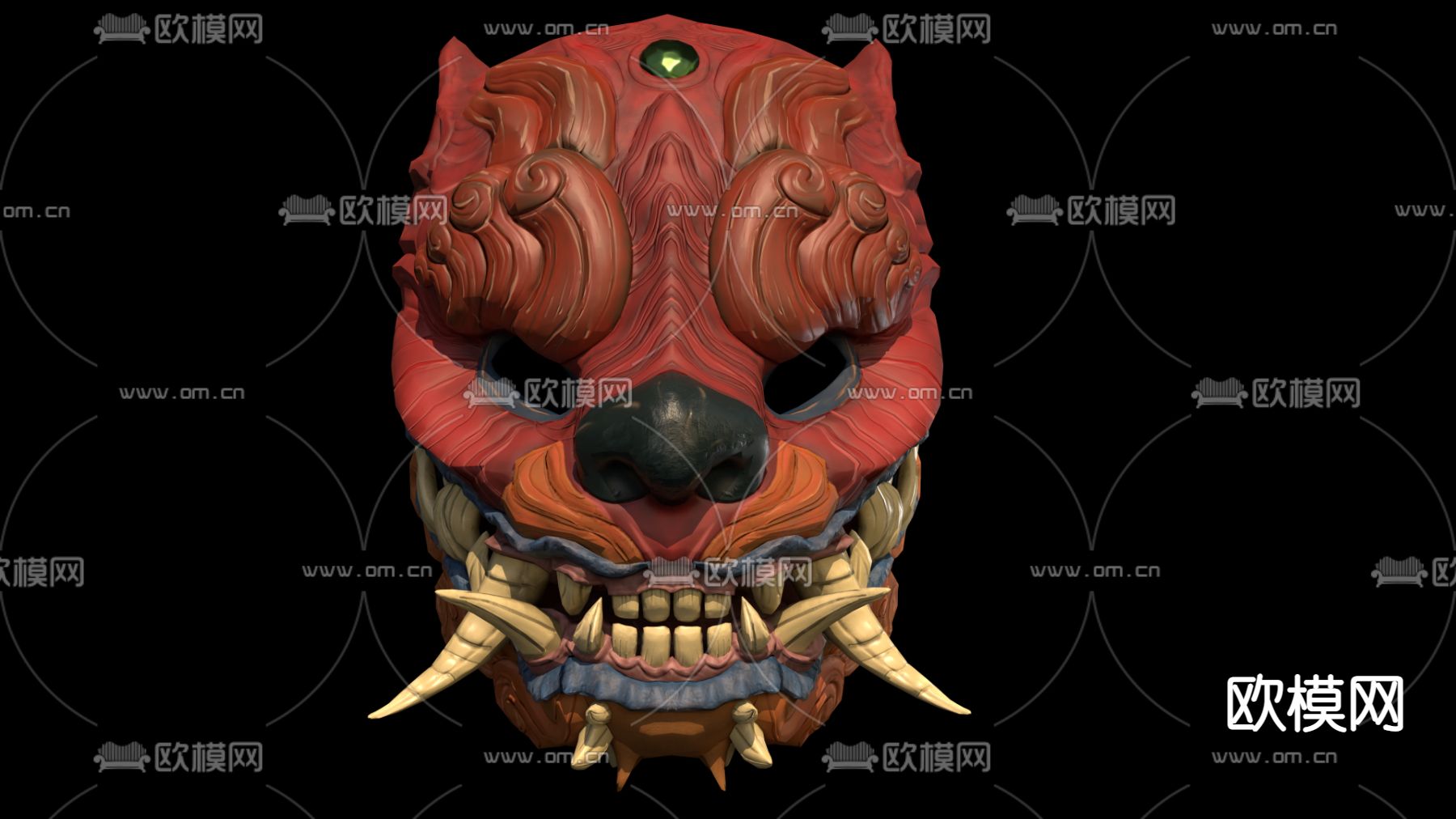 日式面具免费3d模型下载（渲染图1）