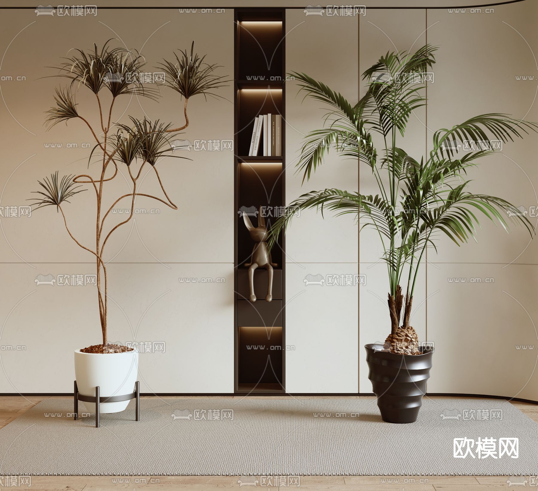 现代龙血树绿植盆栽su模型下载（渲染图1）