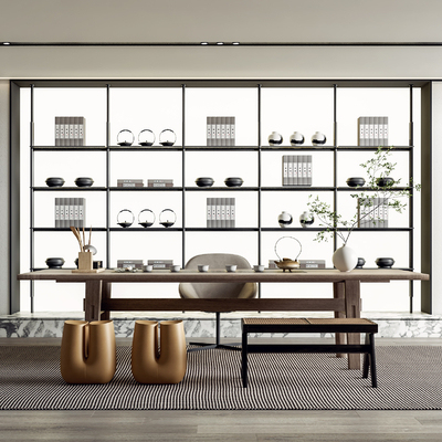 现代茶室su模型