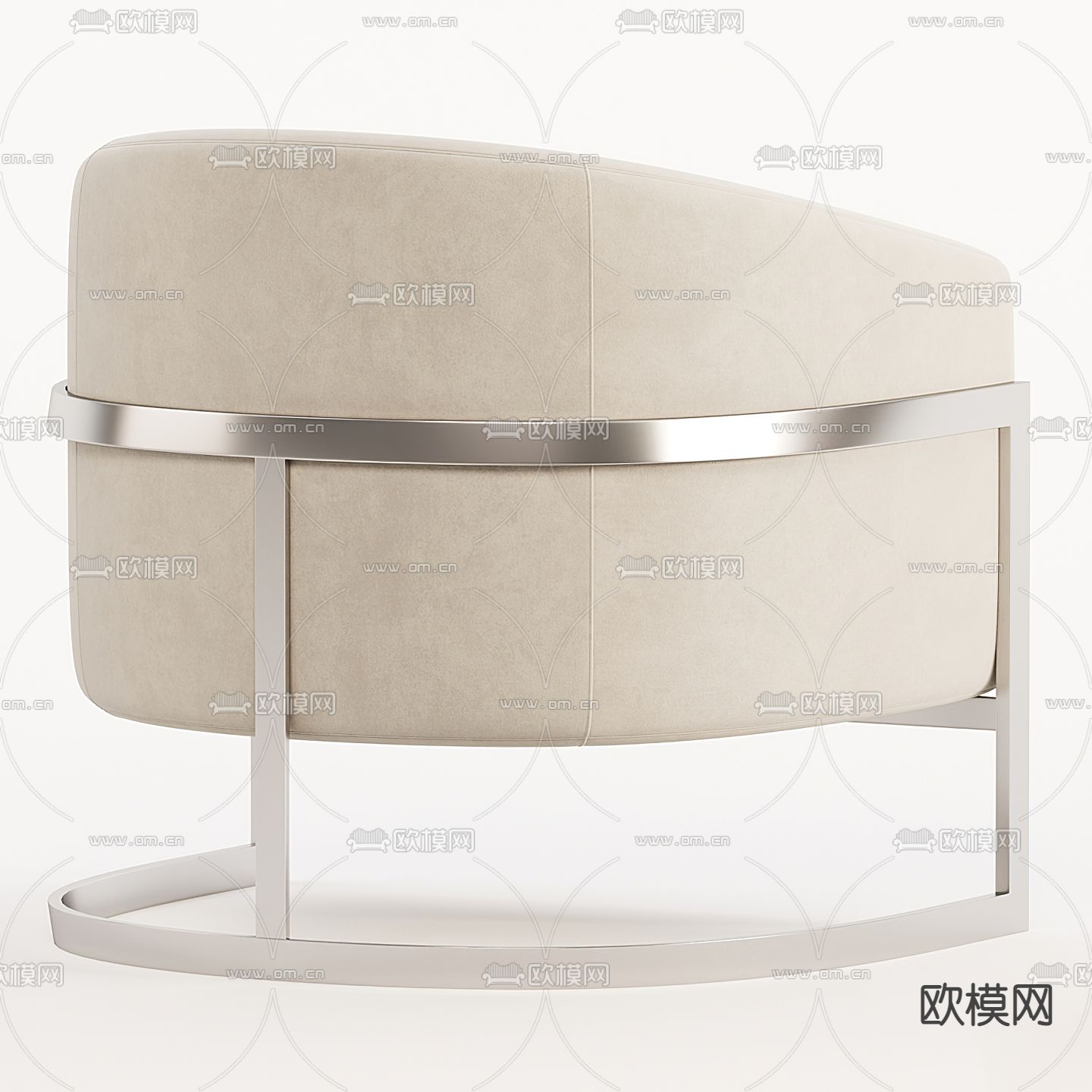 奶油风布艺休闲椅子3d模型下载（渲染图3）