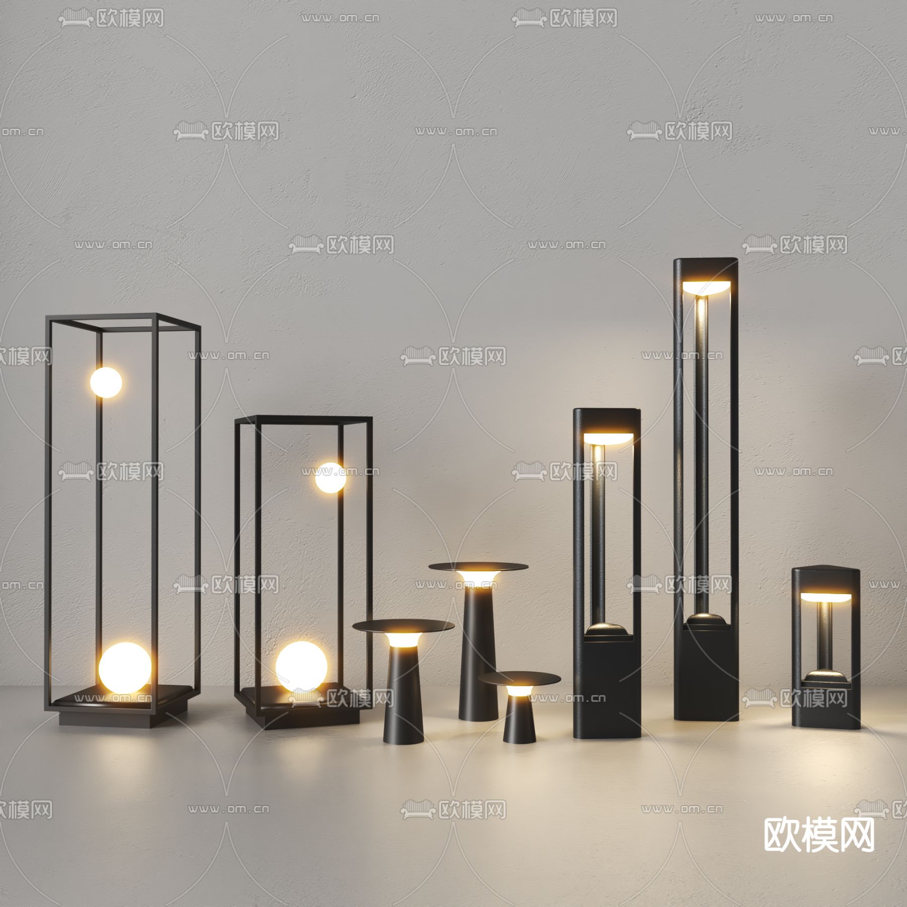 现代庭院灯草坪灯3d模型下载