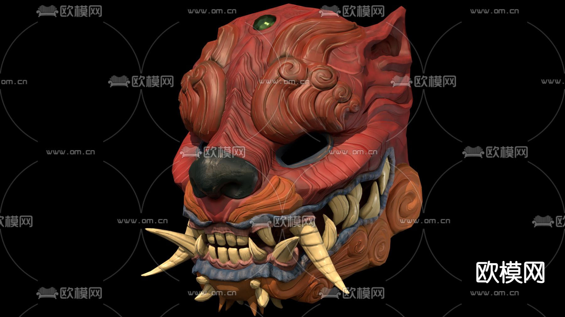 日式面具免费3d模型下载（渲染图3）