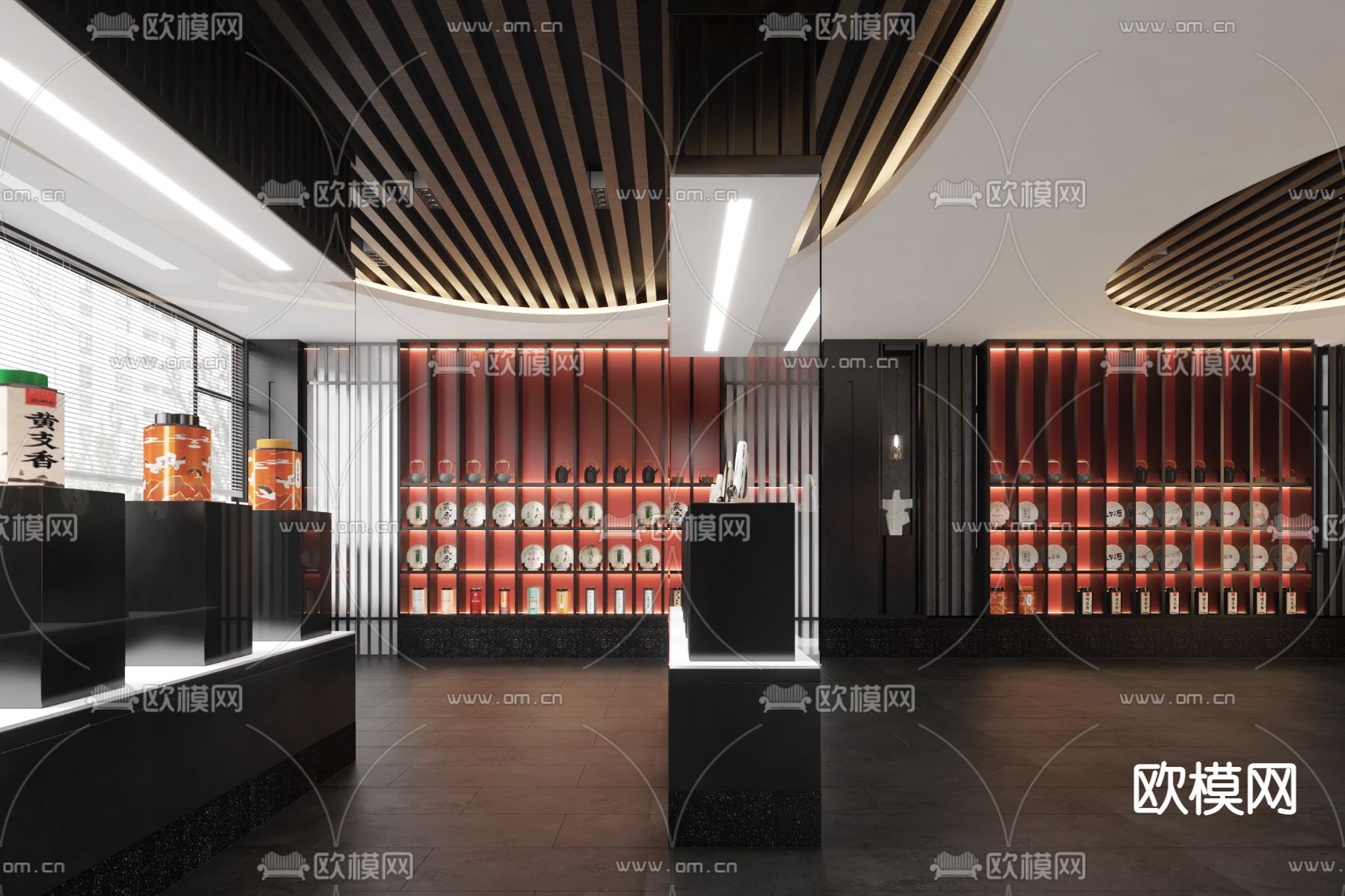 新中式产业产品展厅3d模型下载（渲染图1）